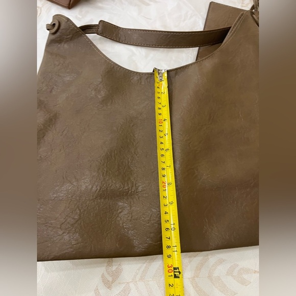 Elegant Brown PU/ fabric Tote Bag - Picture 5 of 11